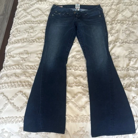 True Religion Blue Flare Wide Leg Jeans - Picture 1 of 6